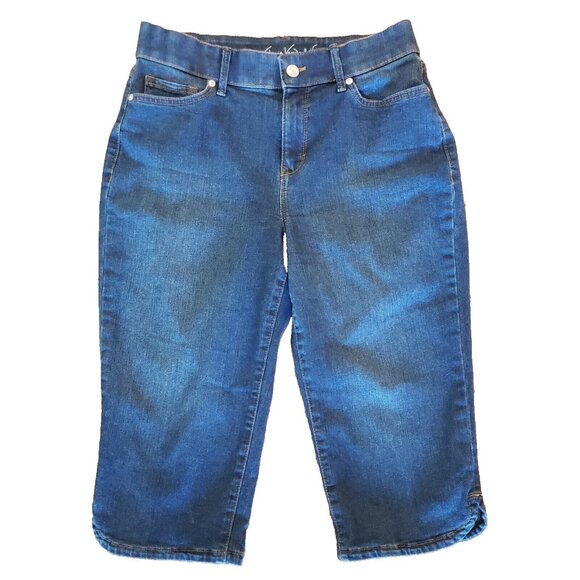 Gloria Vanderbilt Skimmer Jeans Womens 6 Capri Mid Rise Slim Stretch Blue Denim - Picture 1 of 8